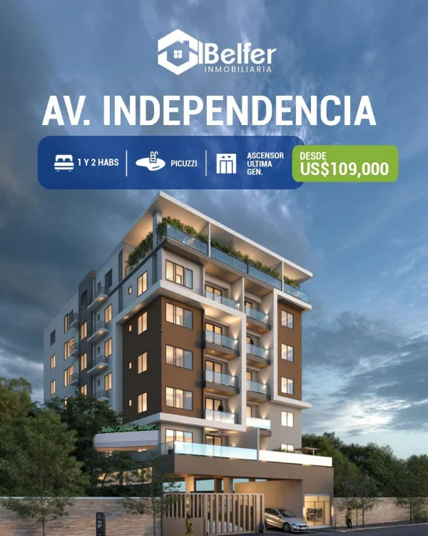 PROYECTO DE APARTAMENTOS EN PLANO EN AV. INDEPENDENCIA. ENTREGA AGOSTO 2027