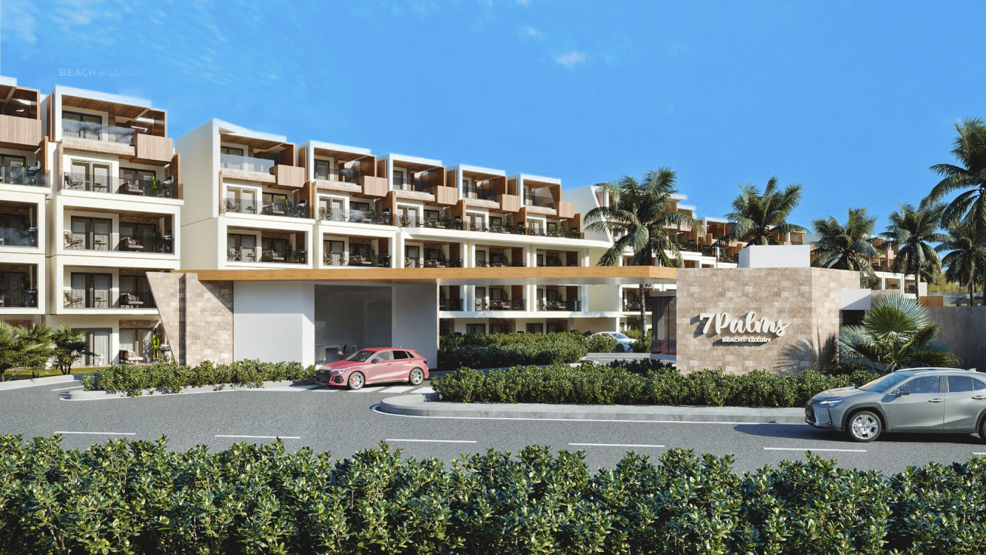 Modern apartment and villa project facing an artificial beach image 1