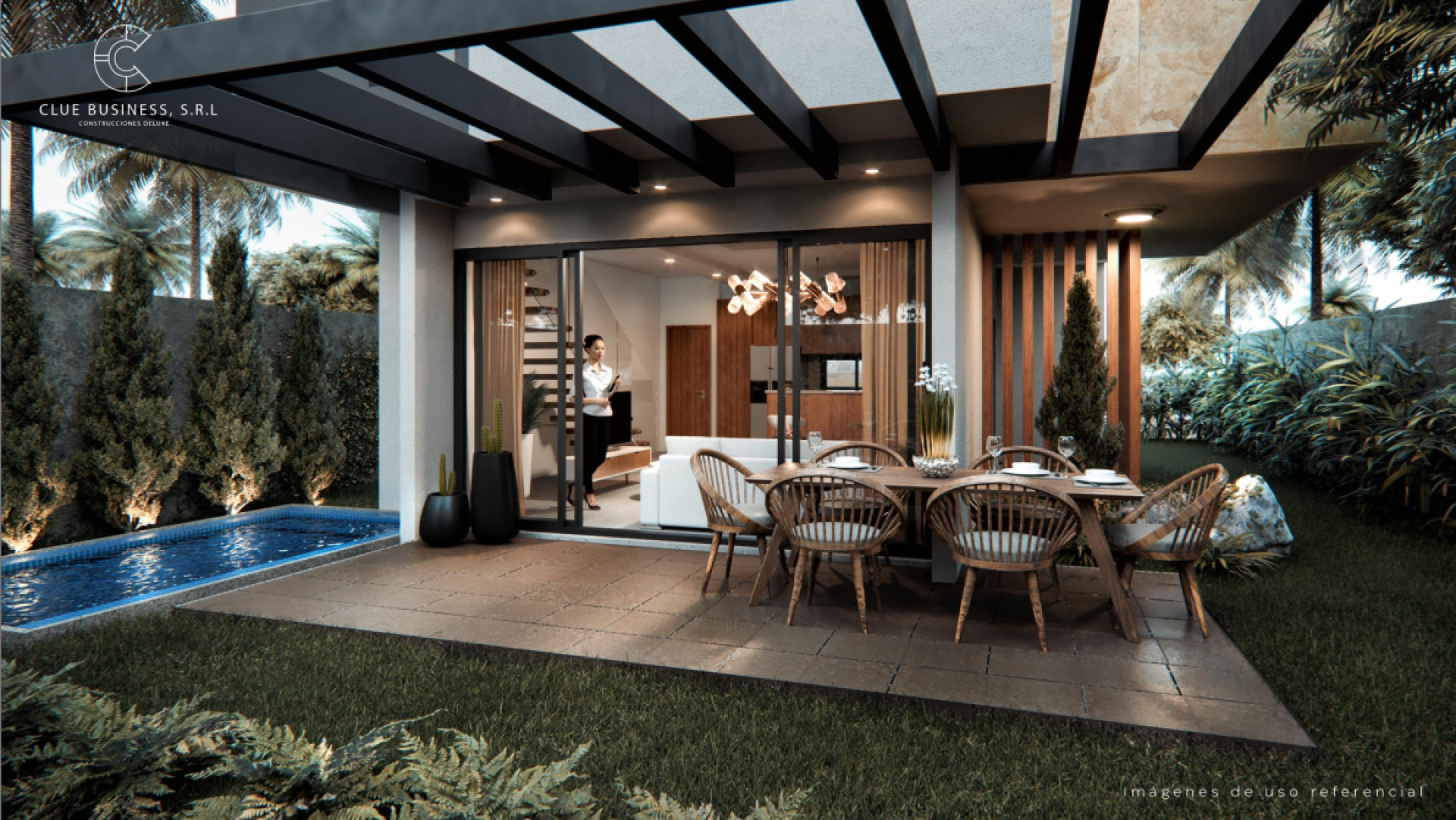 Modern apartment and villa project facing an artificial beach image 4