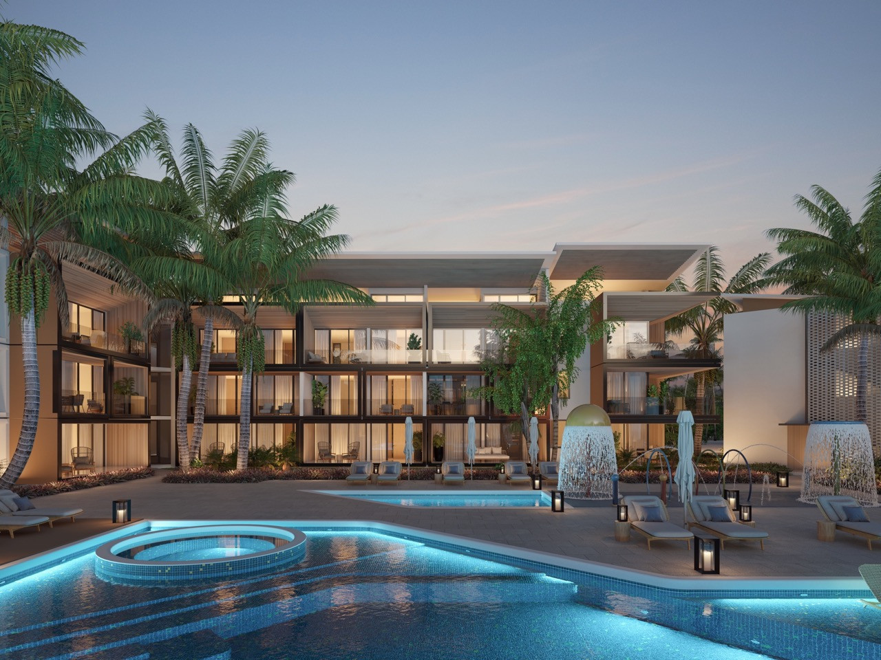 Apartments on the beach in a luxury project