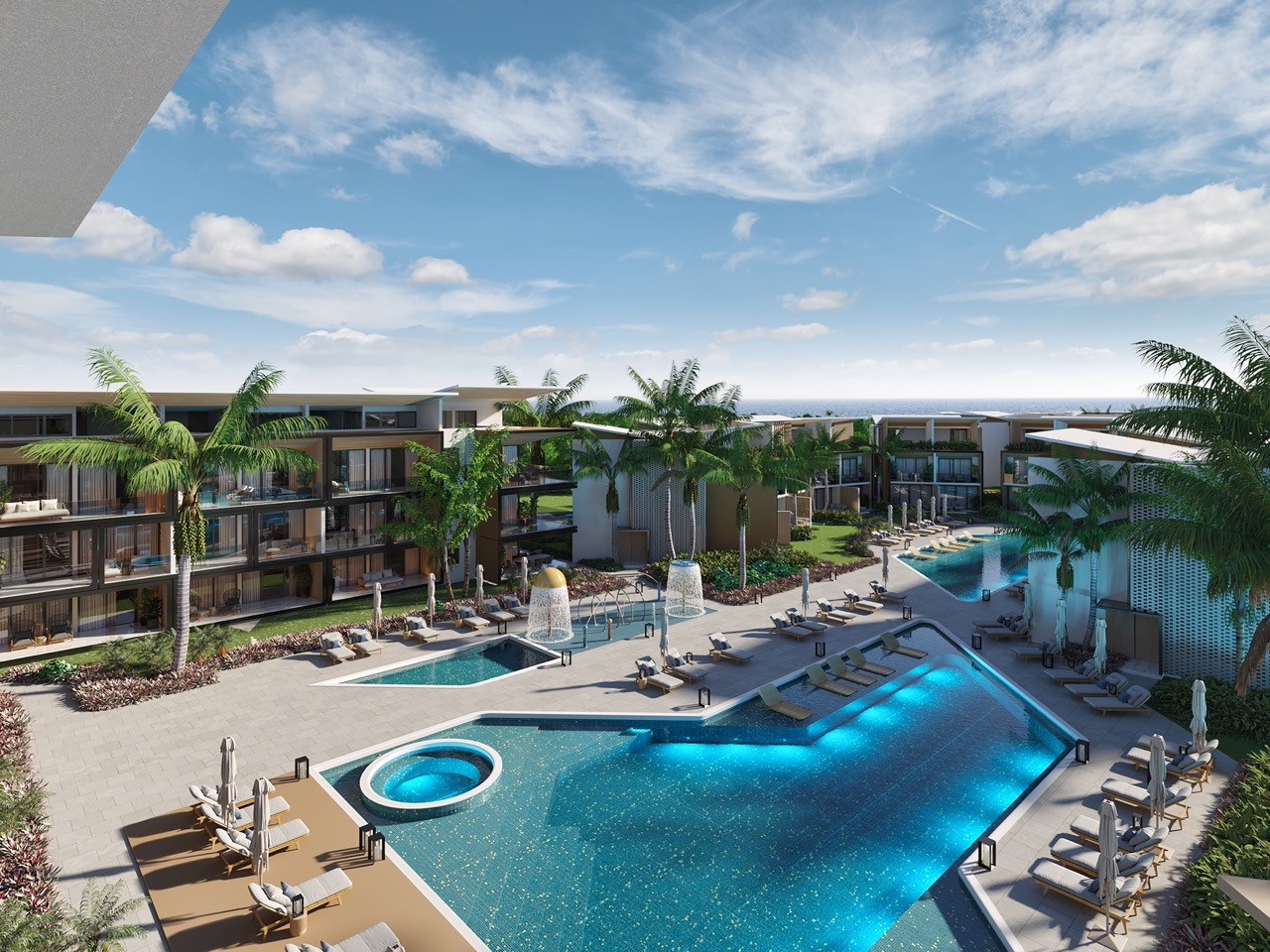 Apartments on the beach in a luxury project
