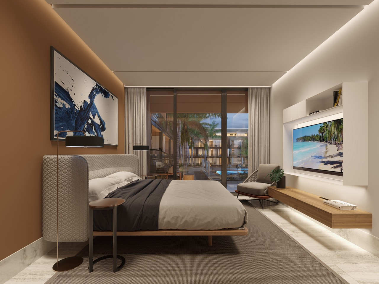 Apartments on the beach in a luxury project