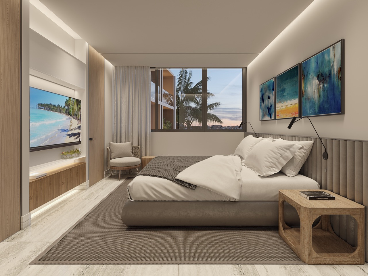 Apartments on the beach in a luxury project