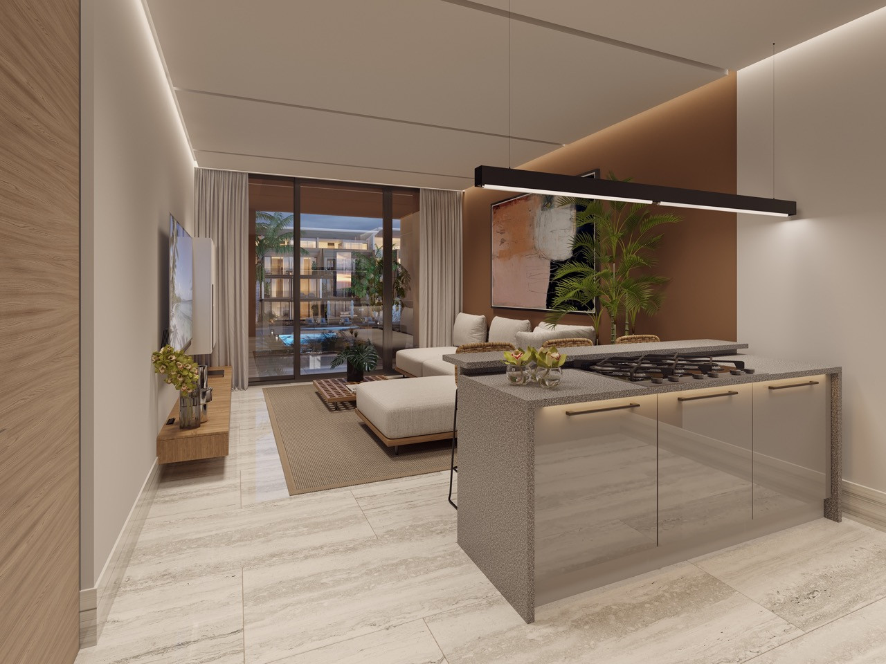 Apartments on the beach in a luxury project