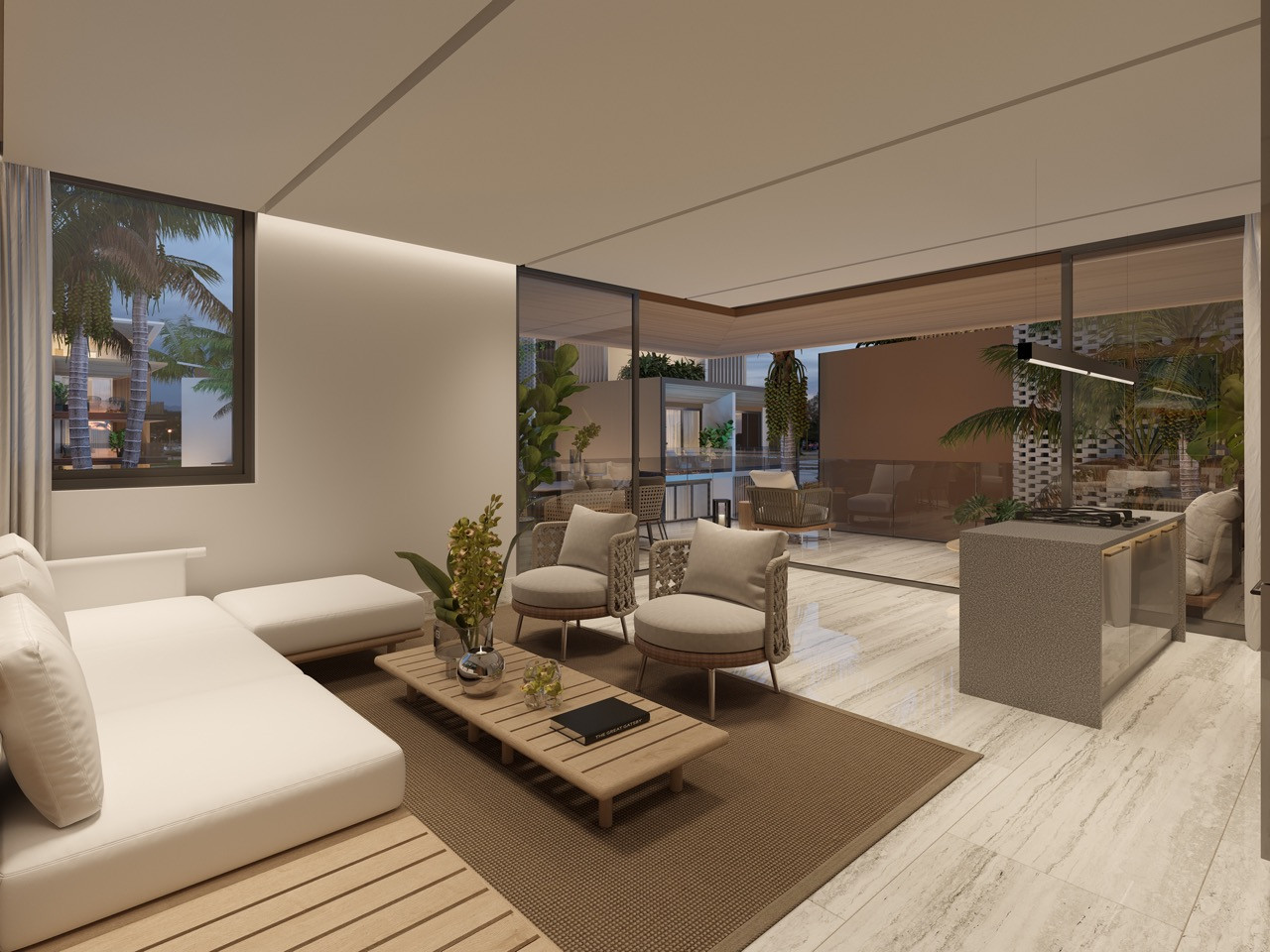 Apartments on the beach in a luxury project